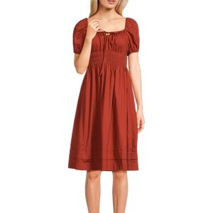 Stellah Rust smocked dress